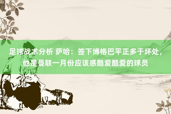 足球战术分析 萨哈：签下博格巴平正多于坏处，他是曼联一月份应该感酷爱酷爱的球员