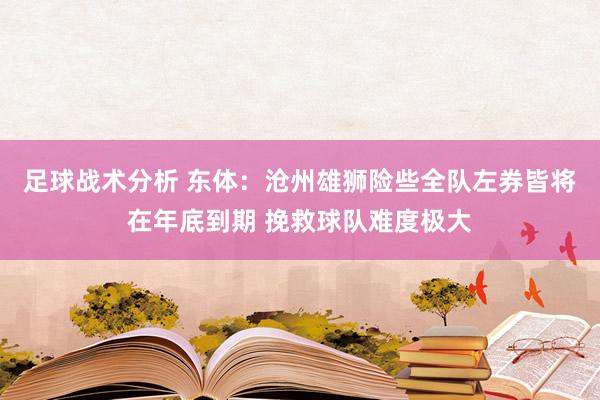 足球战术分析 东体：沧州雄狮险些全队左券皆将在年底到期 挽救球队难度极大